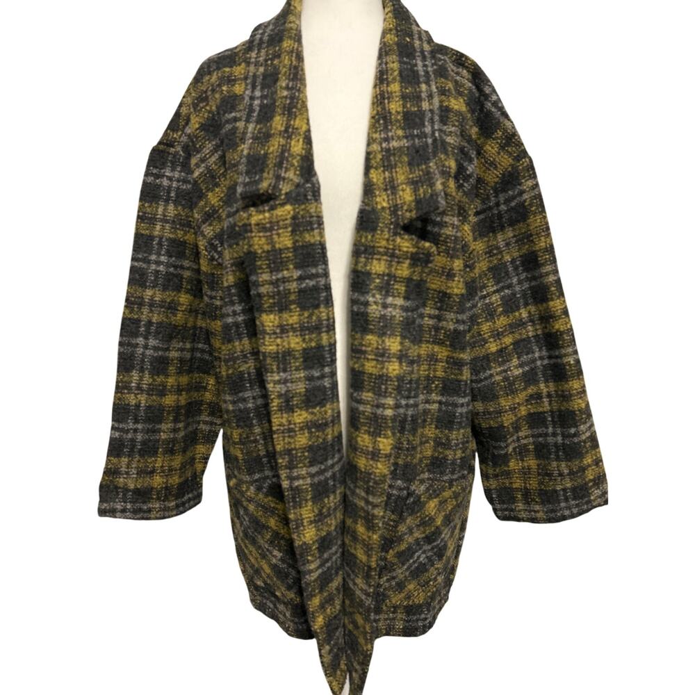 Lumière Coat Jacket Size Medium Gray Plaid Open Front Pockets NWT - Picture 2 of 9